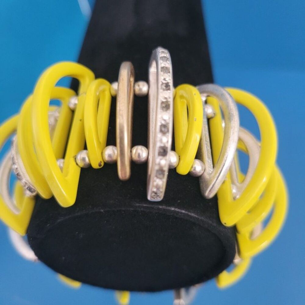 Vintage Kenneth Cole Avant Garde Stretch Bracelet Yellow Gold Silver Metal - Picture 8 of 9